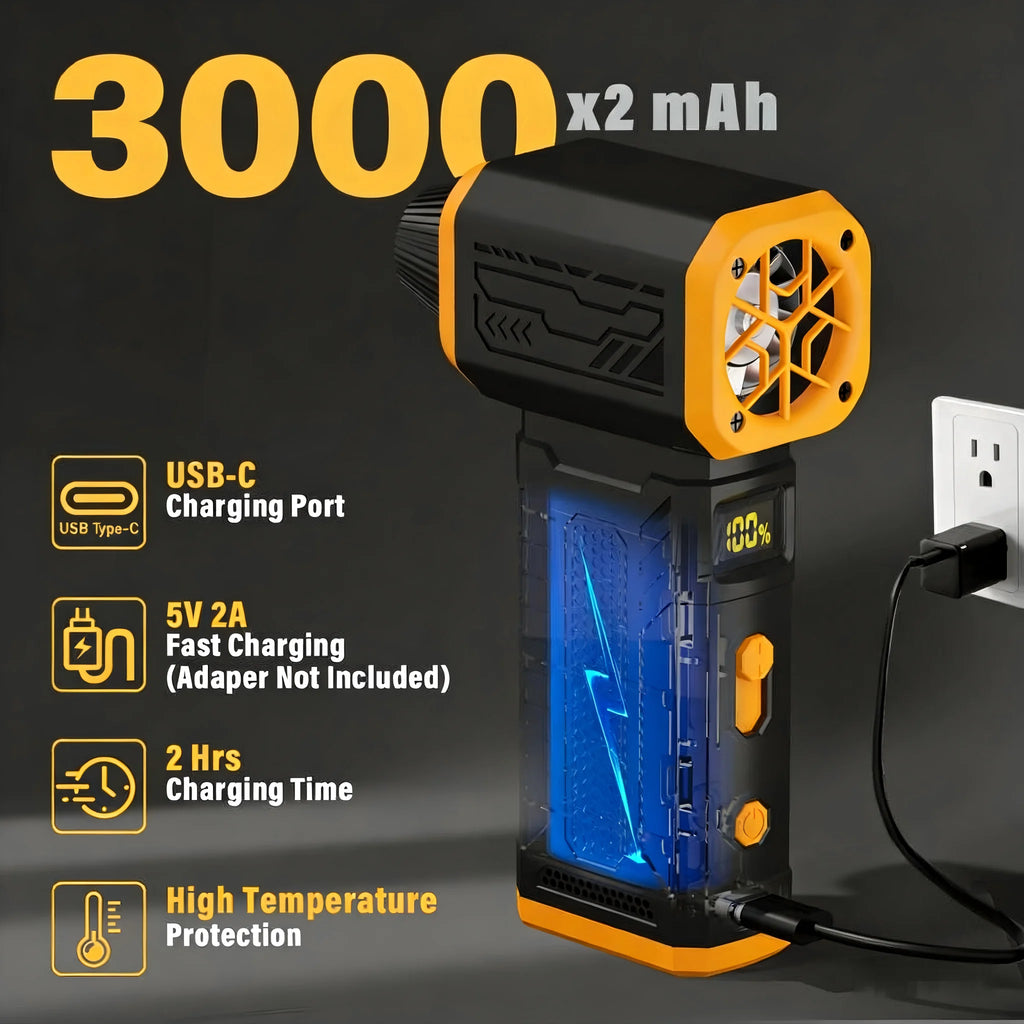 TUERBB 130000 RPM Turbo Violent Fan, 10-Speed with Display, Fast Charging for Home/Car/Outdoor Cleaning