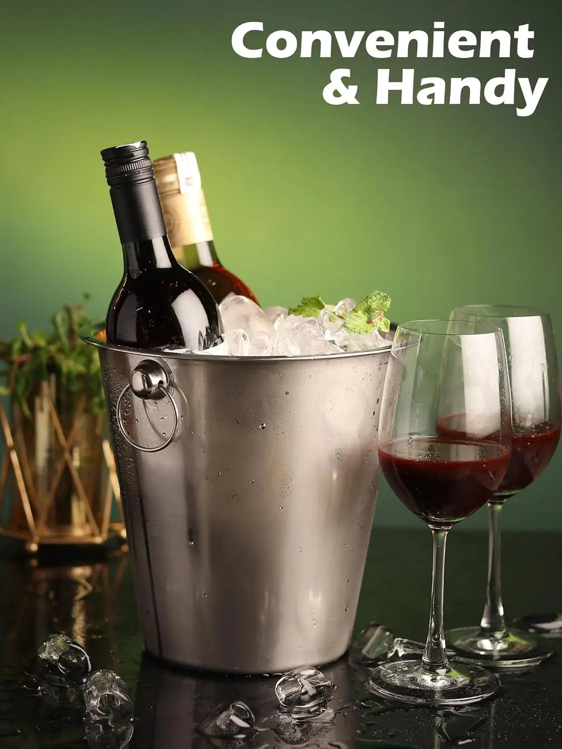 Hot Sale 4.8qt Stainless Steel Wine Bucket Champagne Bucket Wine Beer Chiller Metal Beverage Tub for Drinking Bar Party Picnic
