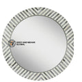 Luxury Art Deco Round Black & White Mother Pearl Inlay Eco-Friendly Wedding Mirror Handcrafted Shell Frame for Modern Interiors