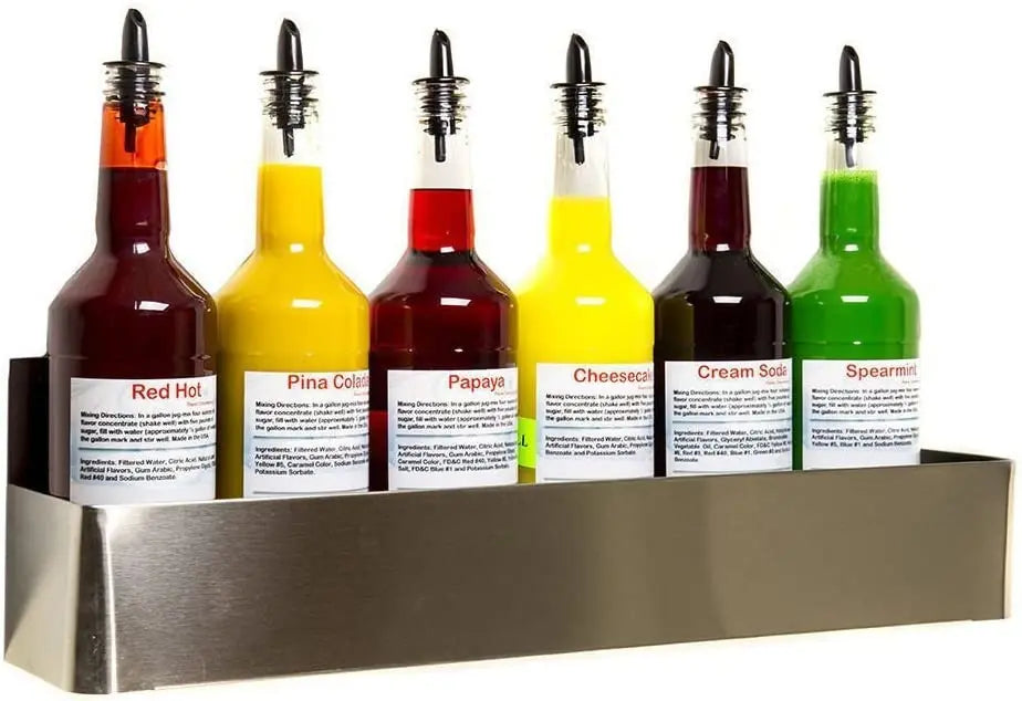 Premium Quality Single Speed Rail Stainless Steel Liquor Bottle Holder Wall Mounted Spray Bottle Rack Drink Rail Shelf for Bar