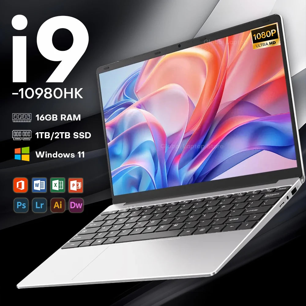 14.1 inch Windows 11 Laptop Computer intel Core i9 10980HK 16GB RAM 1TB SSD 1920*1080 IPS Display Laptop PC WiFi 2.4/5G Notebook