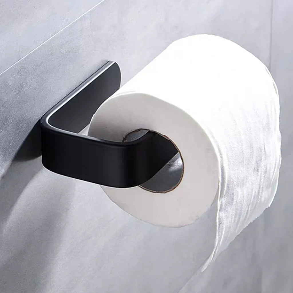 Bathroom Stainless Steel Black Toilet Single Roll Paper Holder  with Screws Wall Mounted Tissue Dispenser Home Accessories