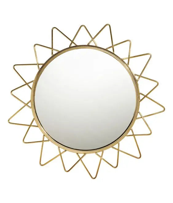 Decorative Wall Mirror Sun Shape Golden Finishing High Quality Wall Decor Item for Home Hotel & Office Bathroom Factory Pricing