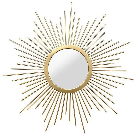 Decorative Wall Mirror Sun Shape Golden Finishing High Quality Wall Decor Item for Home Hotel & Office Bathroom Factory Pricing