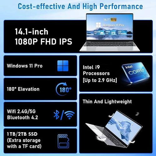 14.1 inch Windows 11 Laptop Computer intel Core i9 10980HK 16GB RAM 1TB SSD 1920*1080 IPS Display Laptop PC WiFi 2.4/5G Notebook