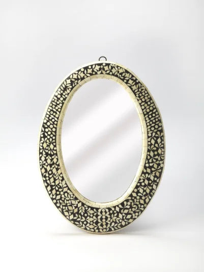 Handmade Art Deco Ivory Frame Luxury Eco-Friendly Lighted Wedding Wall Mirror with Bone Inlay Design Best Seller Home Decor