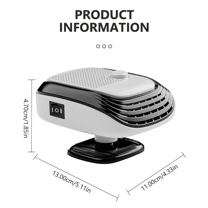 SEAMETAL Winter Electric Heater for Car 12V/120W Quick Heating Fan 2-Level Car Interior Warmer Windshield Defroster Demister