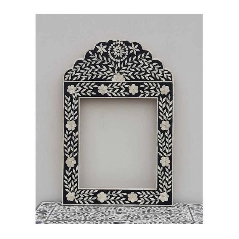 Handmade Ivory Color Bone Inlay Frameless Lighted Art Deco Wall Mirror for Office Use Economically Priced From India