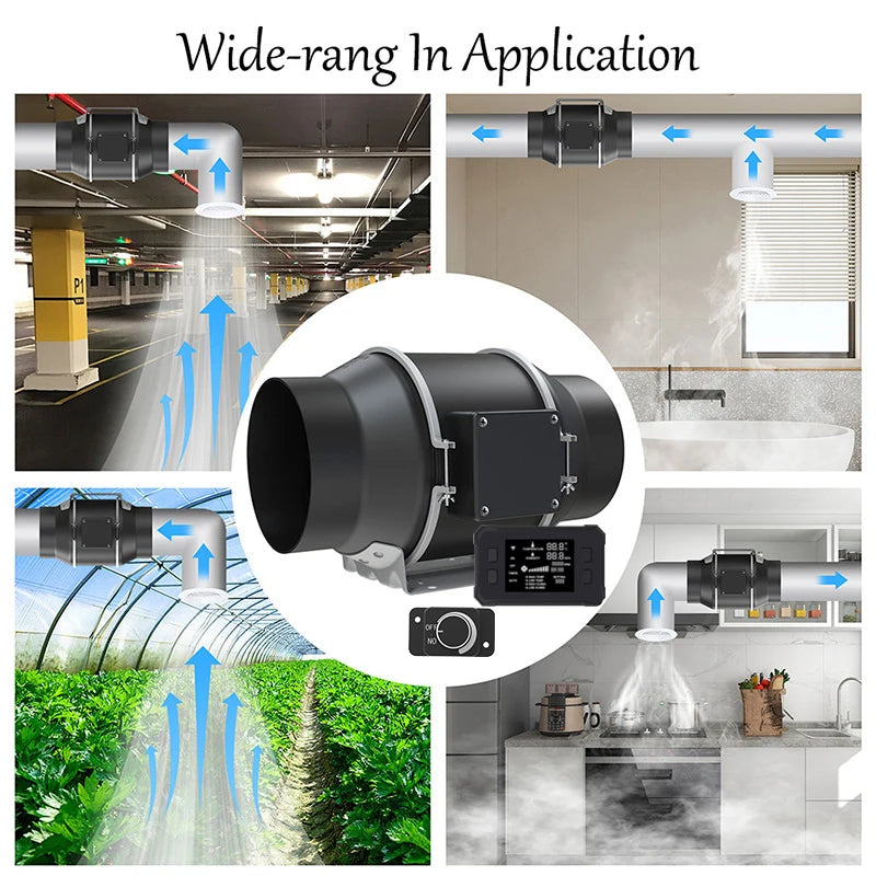 Inline Duct Fan EC Motor 4 Inch Ventilation Fan 110/220V For Heating Cooling, Hydroponic, Mushroom Growing, Bathroom Exhaust Fan
