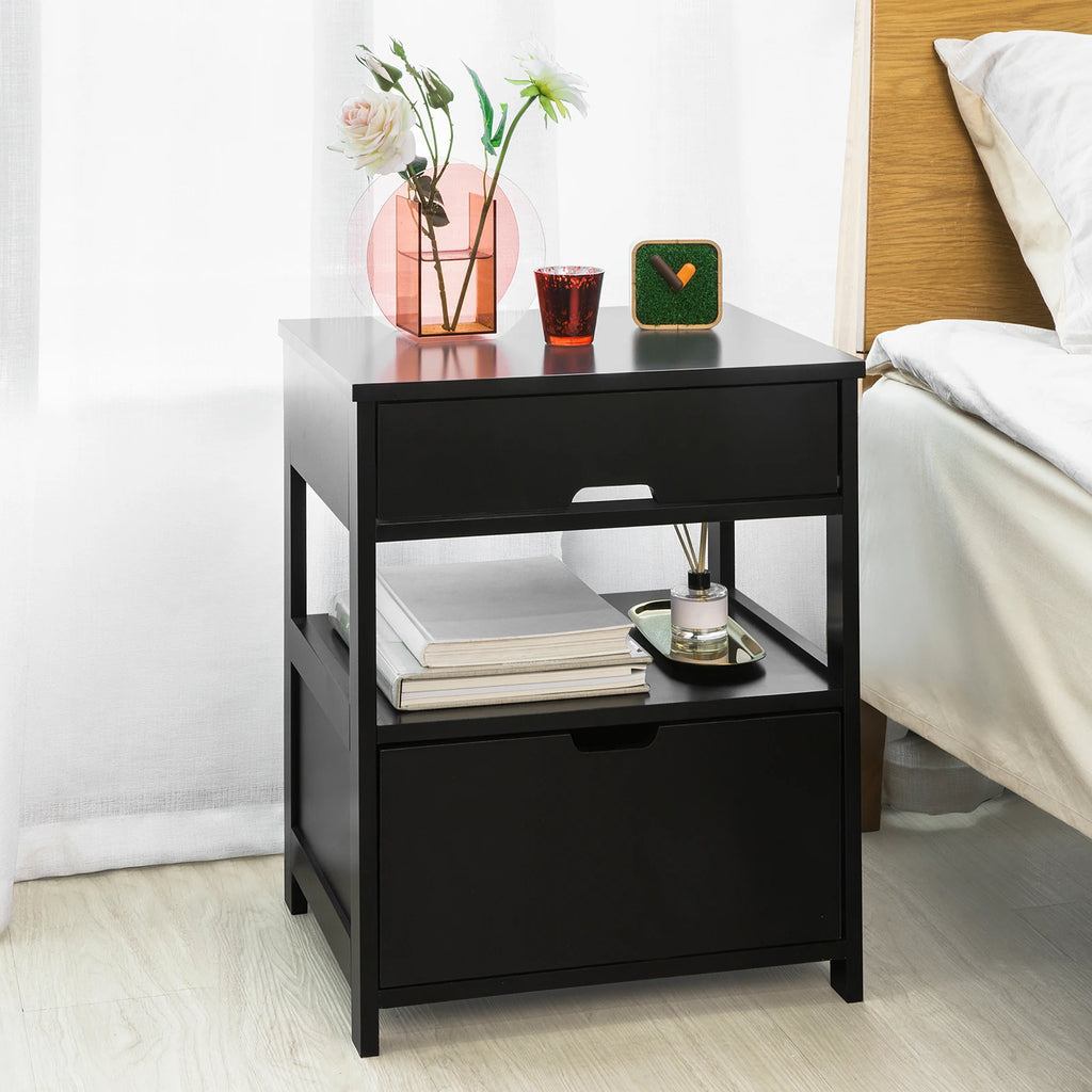 SoBuy FRG258-W side table bedside table bedside cabinet with 2 drawers and 2 shelves, BHT approx.: 45x55x38cm