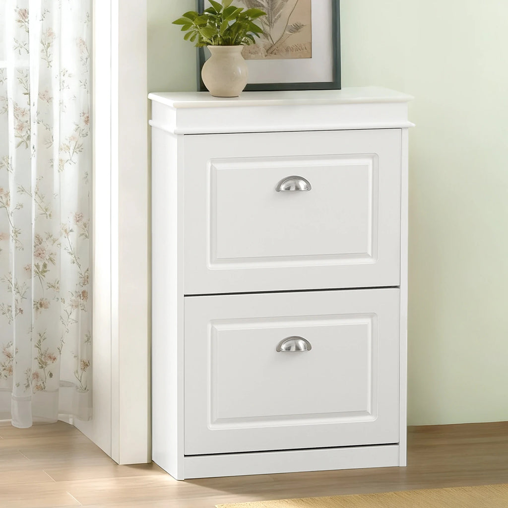 SoBuy FSR78 Shoe dump truck Shoe cabinet with 2 flap shoe rack with 4 shelf surfaces Shoe chest of drawers Shoe shelf