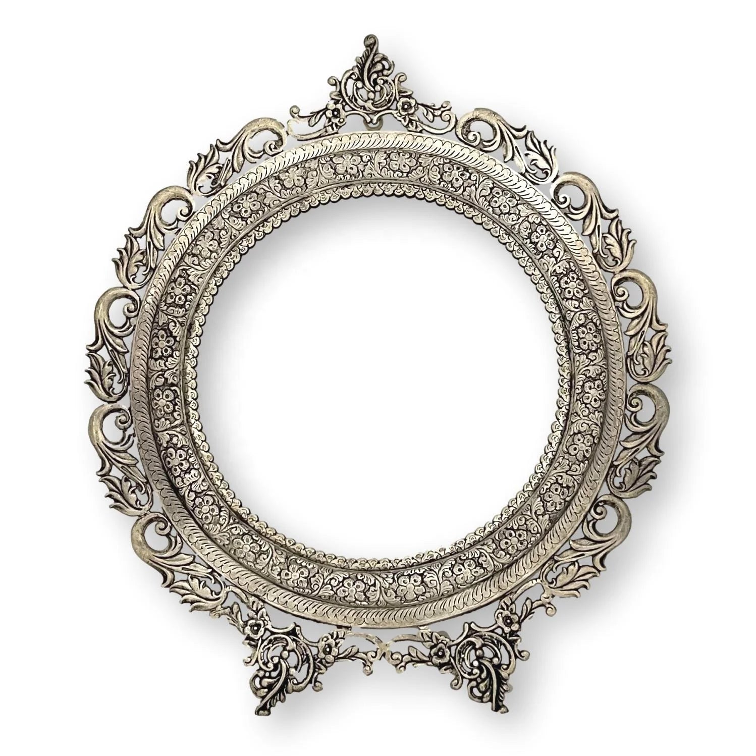 New Arrival Latest Design Durable Handmade Silver Plated Antique Round Wall 19 Inch Mirror for Home Decoration