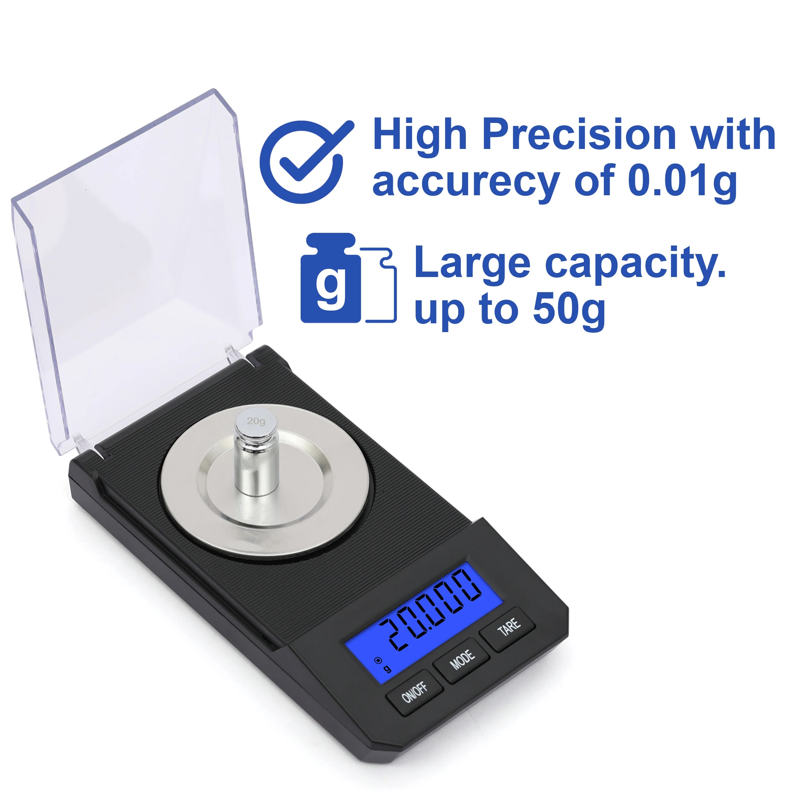ACE FN-50 Best Digital LCD 50g*1mg Pocket Analytical Diamond Jewelry Weight Measuring Scale with Lid Stainless Steel Battery