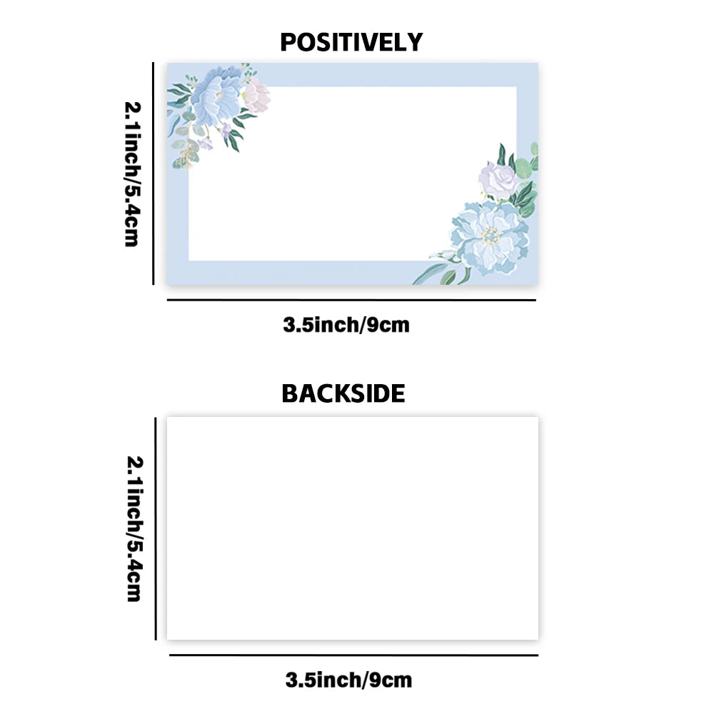 50pcs, Blue Flower Blank Message Cards, Pocket Cards, Business Cards, Blank Greeting Cards, Small Business Supplies, Gift Tags