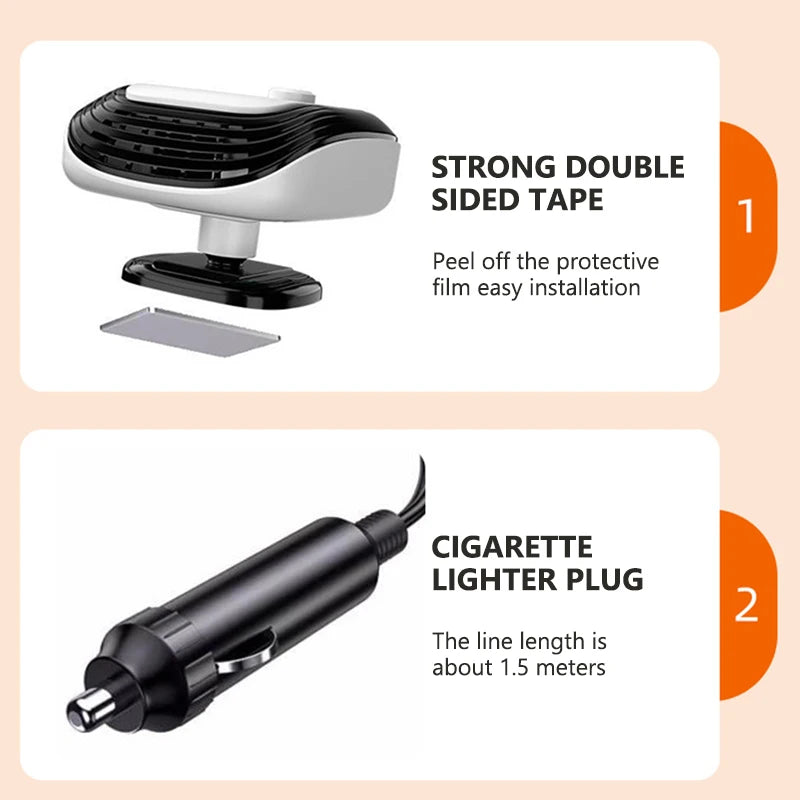 SEAMETAL Winter Electric Heater for Car 12V/120W Quick Heating Fan 2-Level Car Interior Warmer Windshield Defroster Demister