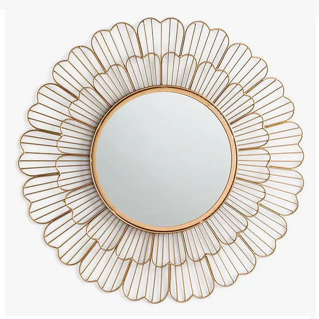 Decorative Wall Mirror Sun Shape Golden Finishing High Quality Wall Decor Item for Home Hotel & Office Bathroom Factory Pricing