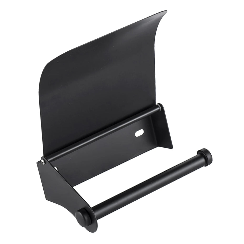 Bathroom Stainless Steel Black Toilet Single Roll Paper Holder  with Screws Wall Mounted Tissue Dispenser Home Accessories