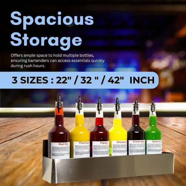Premium Quality Single Speed Rail Stainless Steel Liquor Bottle Holder Wall Mounted Spray Bottle Rack Drink Rail Shelf for Bar