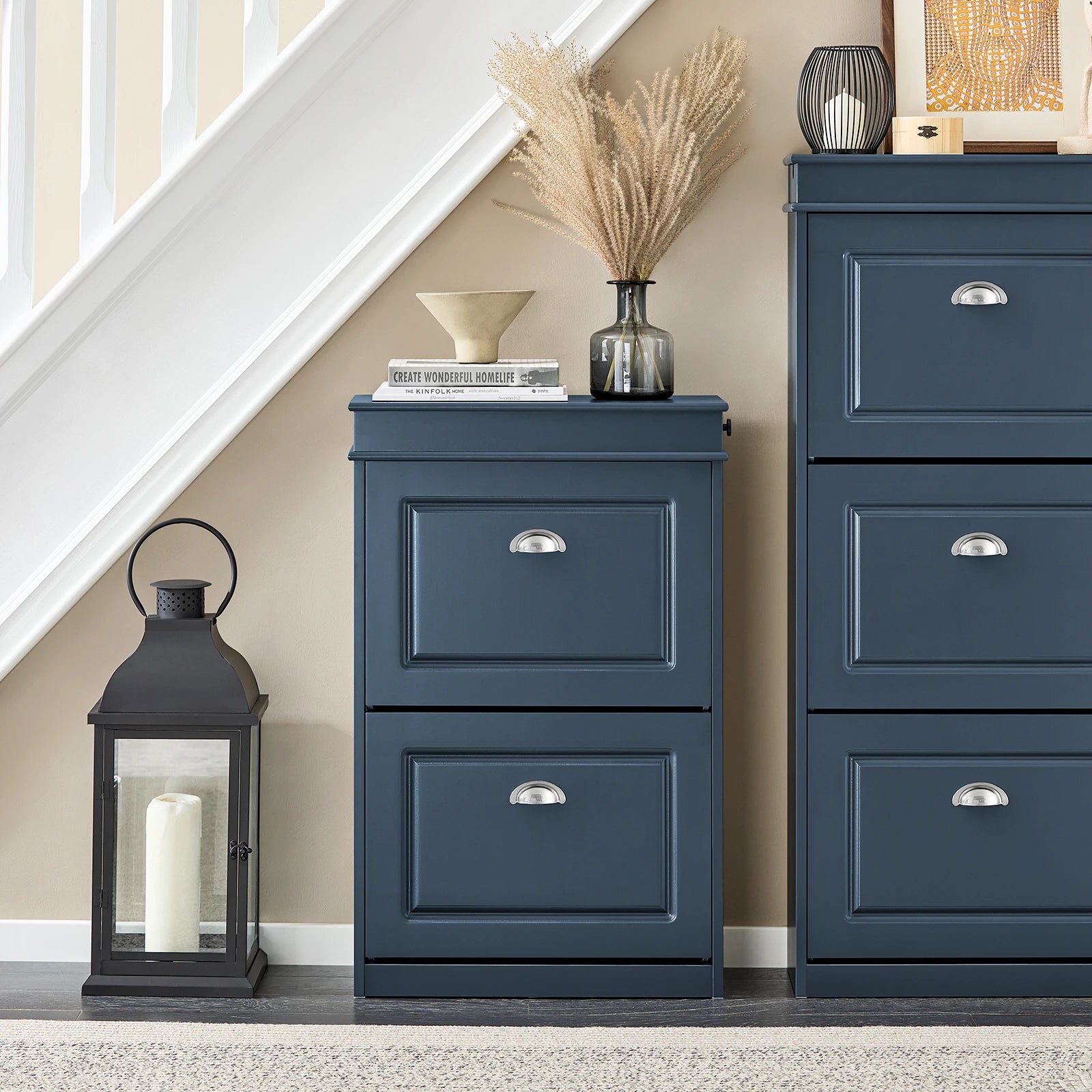 SoBuy FSR78 Shoe dump truck Shoe cabinet with 2 flap shoe rack with 4 shelf surfaces Shoe chest of drawers Shoe shelf