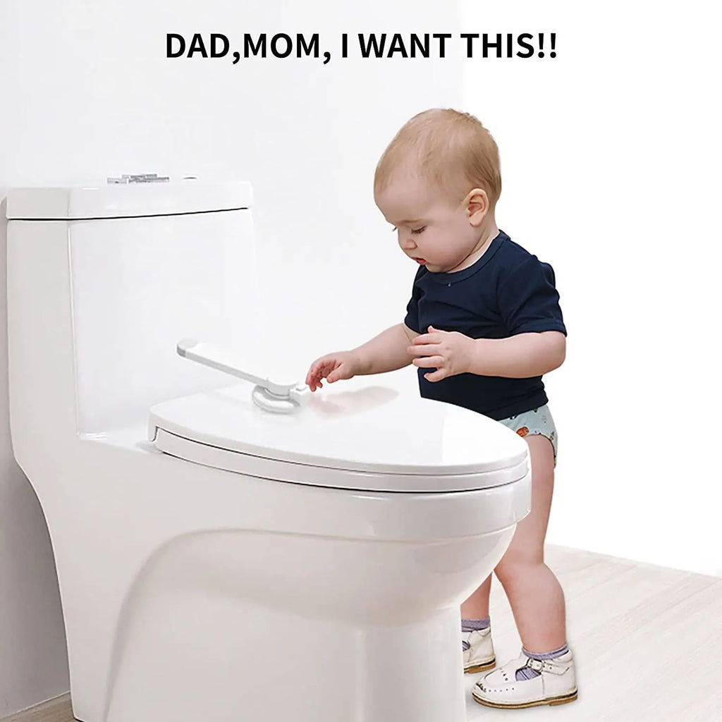 Baby Toilet Locks Children Safety Equipment Protection Locks Baby Kids Proof Bathroom Toilet Lids Seat Locks with 3M Adhesive