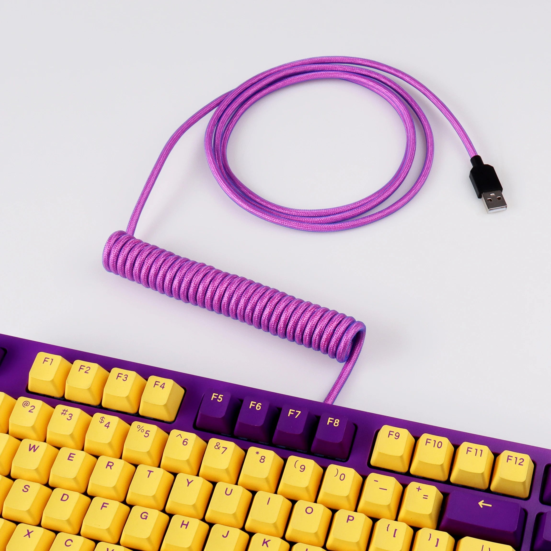 Durable Nylon Braided Coiled USB C Mechanical Keyboard Cable