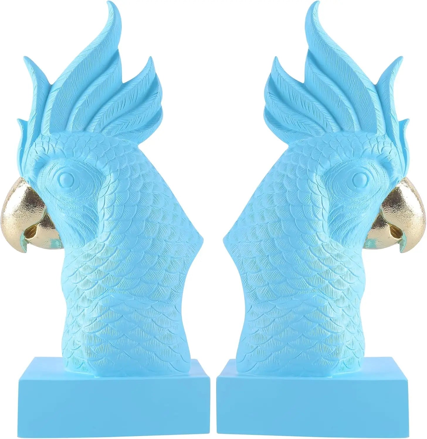 Pink Parrot Decorative Bookends Set of 2 Cute Bird Animal Sculpture Book Ends Resin Statues Book Stopper for Home Decor