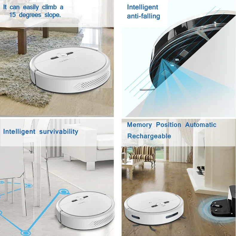 WiFi Alexa Voice Control Robotic Vacuum Cleaner Self-Charging with Powerful Suction for Hard Floors and Medium-Pile Carpets