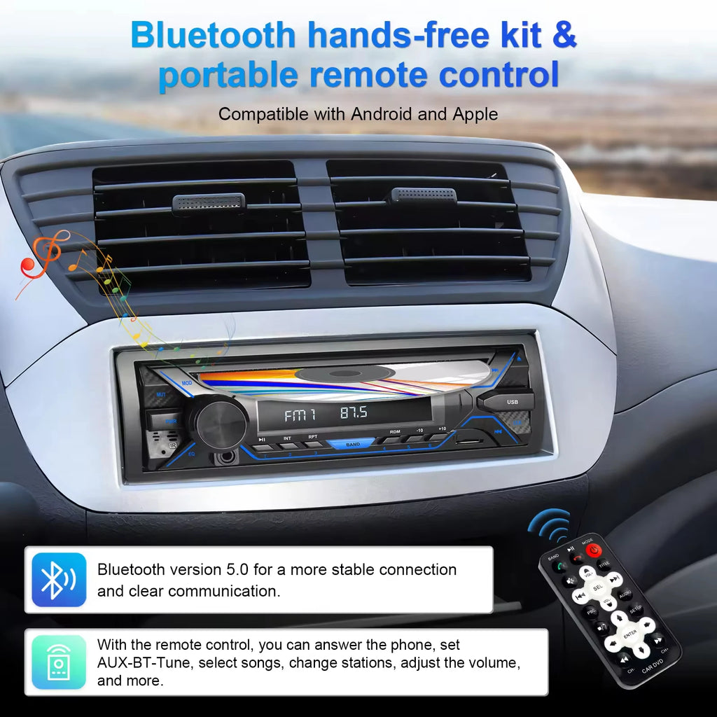 MP3 Player USB/TF Card Reader CD FM Radio High Fidelity Four-Channel Output for Car Bluetooth Hands-Free WAV APE USB