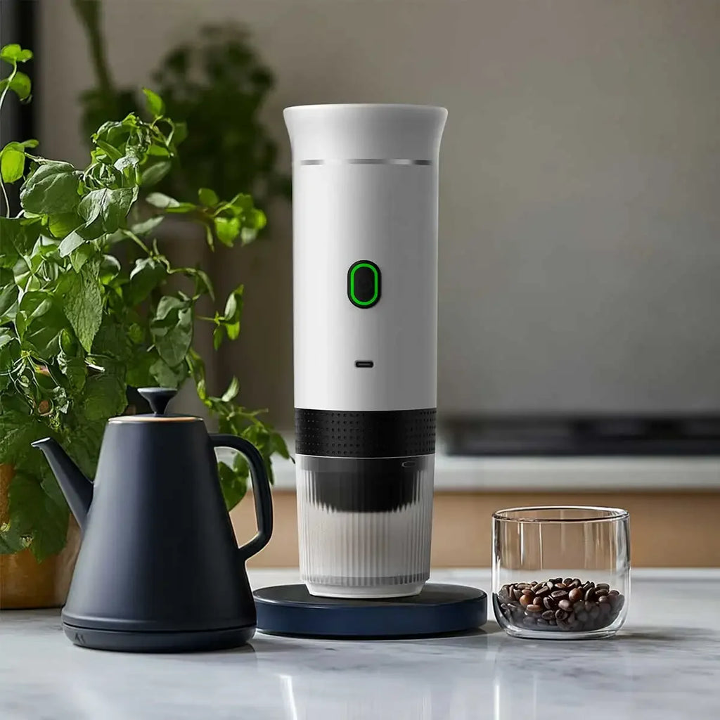 Kesiqi KF-JN-02 Espresso Machine Coffee Maker USB & Battery Powered 7500mAh Compatible with Coffee Grounds Capsules Heats Water