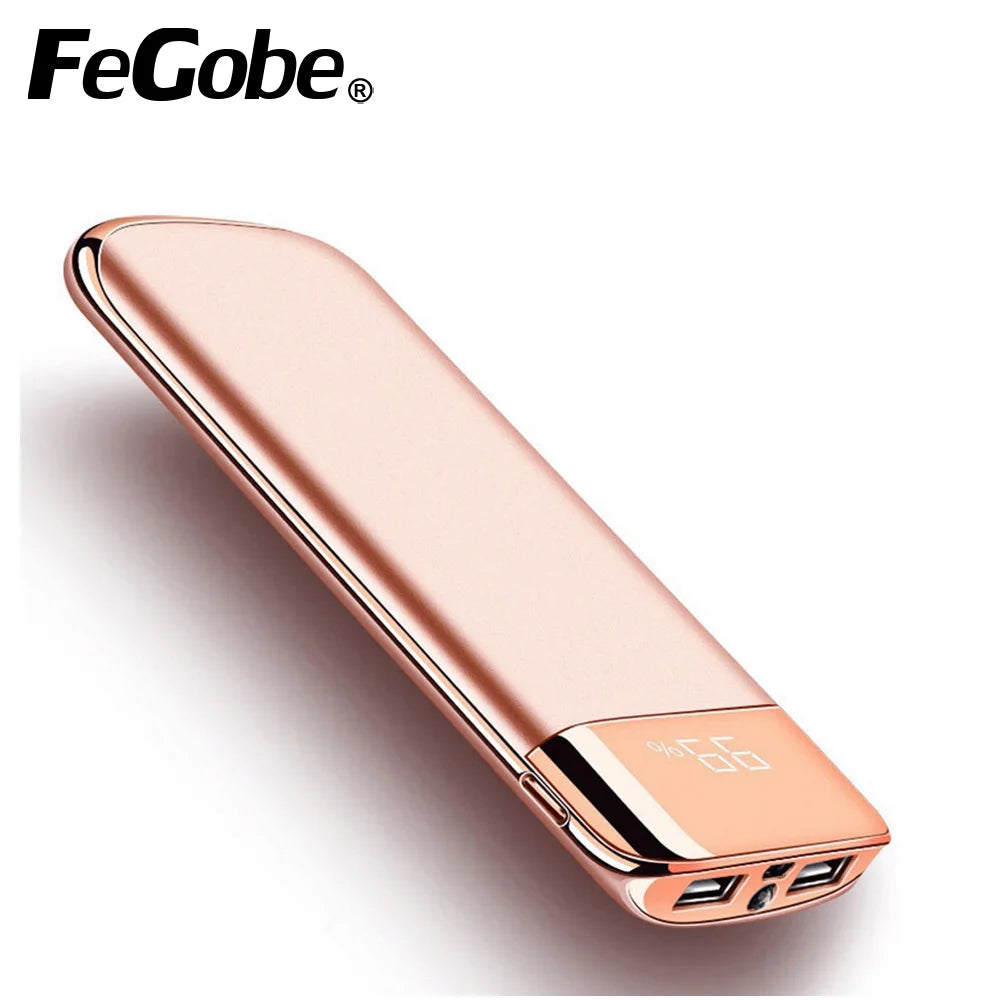 FeGobe 20000mAh Ultra-Thin LED Display Power Bank Hot Sale Portable Charger Micro USB Input Interface 10W for Fast Charging