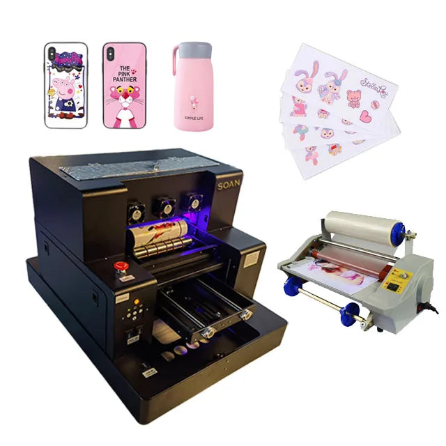 Soan Hot Sales A3 UV DTF Printing Machine  Flatbed UV Dtf Printer for Phone case Mug Bottle Glass Wood Metal Acrylic