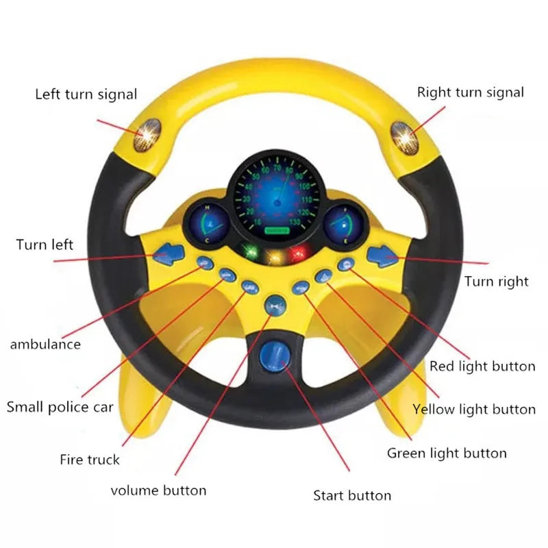 Eletric Simulation Steering Wheel Toy Light Sound Baby Kids Musical Educational Copilot Stroller Steering Wheel Vocal Toys Key