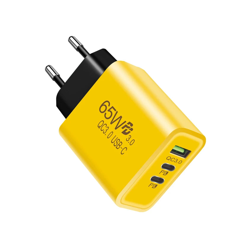 High Quality for Charger 65W Chargers US EU UK 3 USB-C  Mobile Phone 5v2a Charging Head Charger Adapter