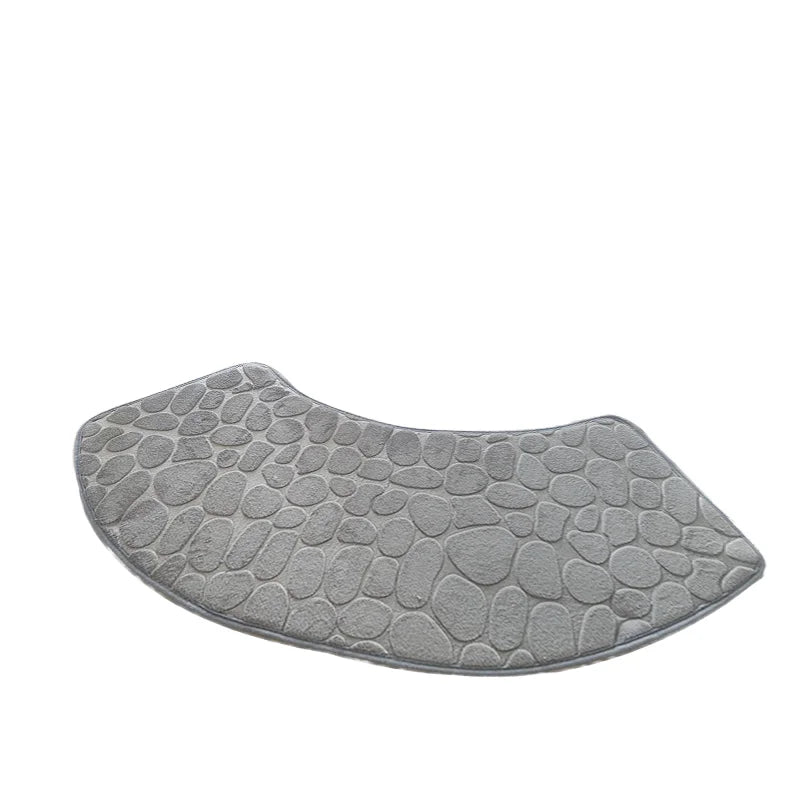 Modern Anti-Slip Novelty Style Bathroom Carpet Absorbent Polyester Fan-Shape Mat for Hotel & Home Use