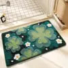 Modern Home Polyester Entrance Door Mat Non-Slip Rubber Style Floral Pattern Machine Made 3-5mm Thickness Super Absorbent Hand