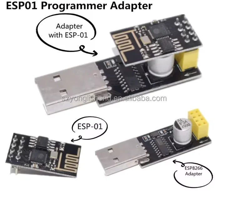 Stock ESP01 Programmer Adapter ESP-01 ESP-01S Adaptater ESP8266 CH340G USB to ESP8266 Serial Wifi Module