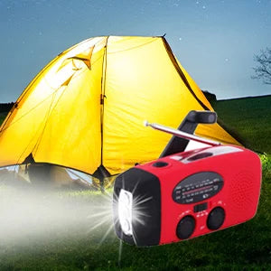 Multifunctional Waterproof Emergency Power USB Charger Solar Hand Crank Dynamo Portable AM/FM Radio 2000mAh Lithium-ion Battery