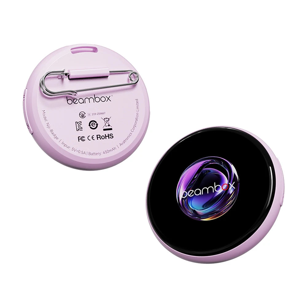 Beambox Hot Trending Smart LED Badge Custom Logo  Digital Pin Interactive Wearable Tech Gift