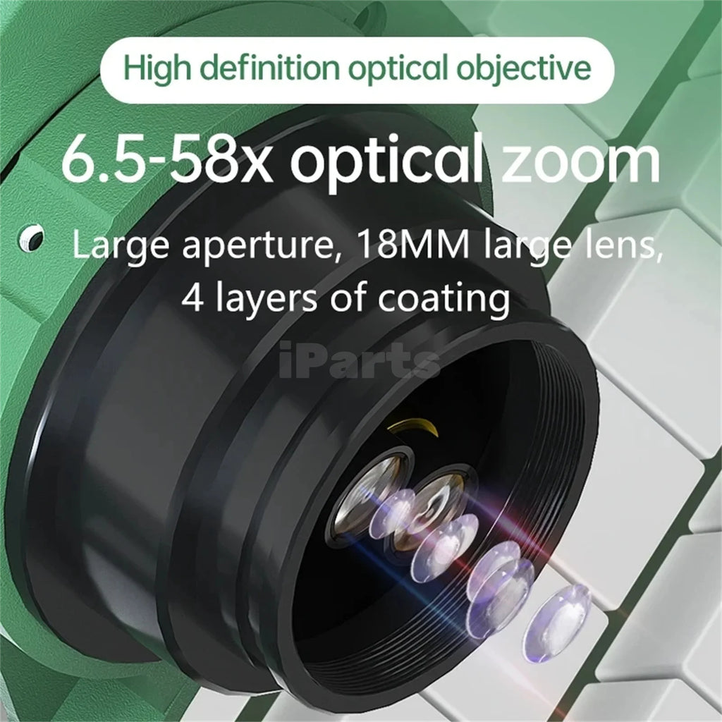 IParts MaAnt SKY EYE T3 6.5-58X M3 7-50X Continuous Zoom Stereo Trinocular Microscope 4K HDMI USB Digital Camera CTV Objective