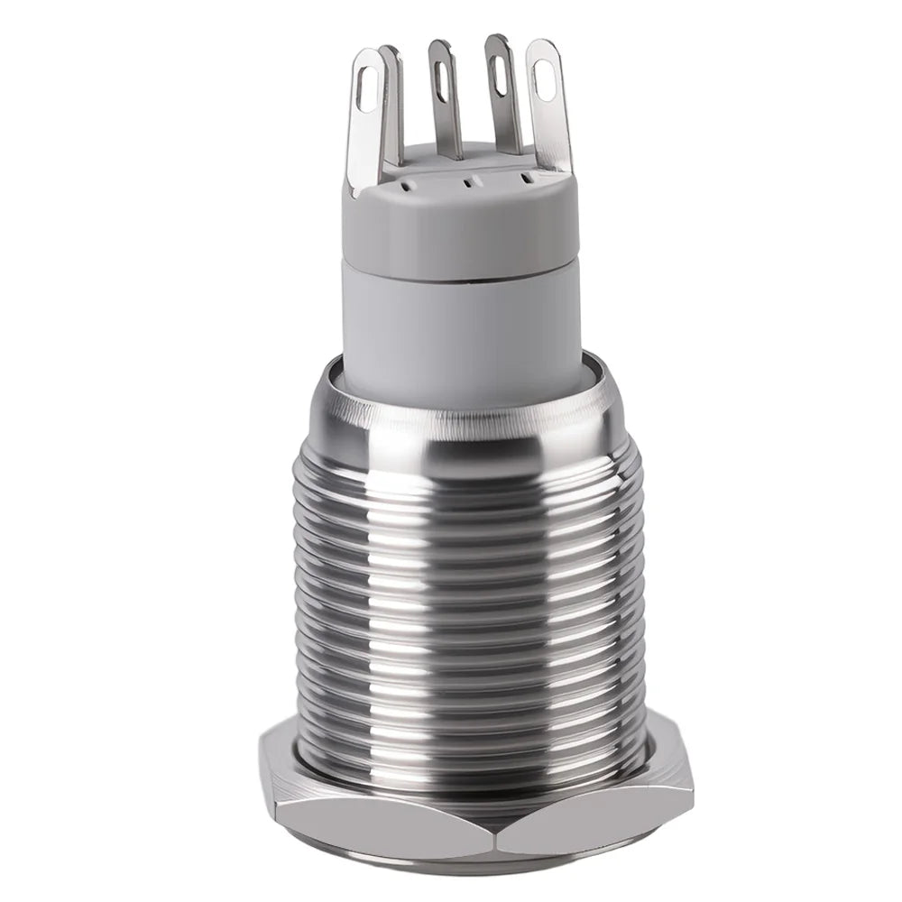 Push Button Switch Stainless Steel Housing Latching Type 6V Green NO NC for Control Panel Mount