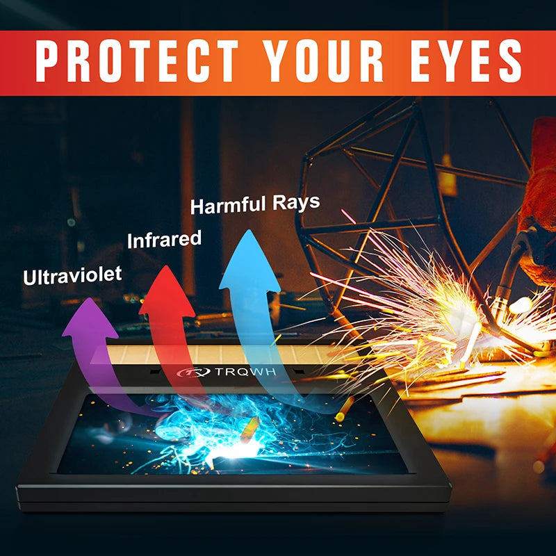 TRQ Auto Darkening Welding Helmet High Definition Filter Lens DIN9-13 Adjustable Dark State Optical Class 1/1/1/2 Solar Lithium