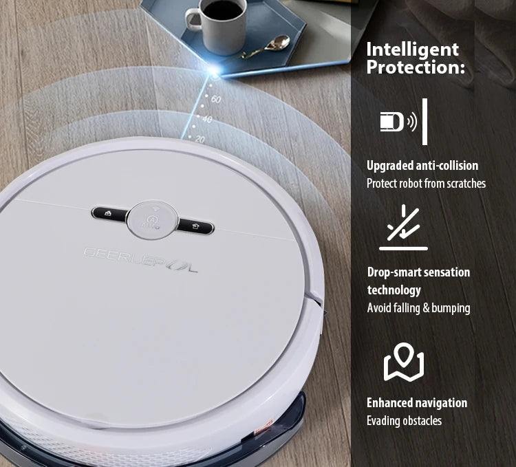 WiFi Alexa Voice Control Robotic Vacuum Cleaner Self-Charging with Powerful Suction for Hard Floors and Medium-Pile Carpets