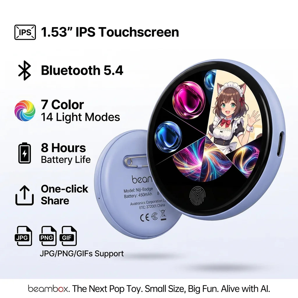 Beambox Hot Trending Smart LED Badge Custom Logo  Digital Pin Interactive Wearable Tech Gift
