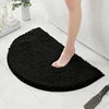 Ultra-Soft Thick Chenille Half Moon Bath Mat | Solid Color Polyester Carpet | Washable Non-Slip PET Friendly Hotel Home Use