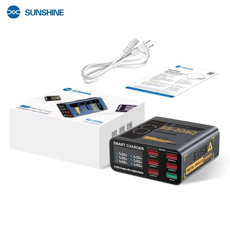 SUNSHINE SS-304Q Smart USB Charger/6 USB Ports (Phantom Gray/Night Blue/Meteor Purple)