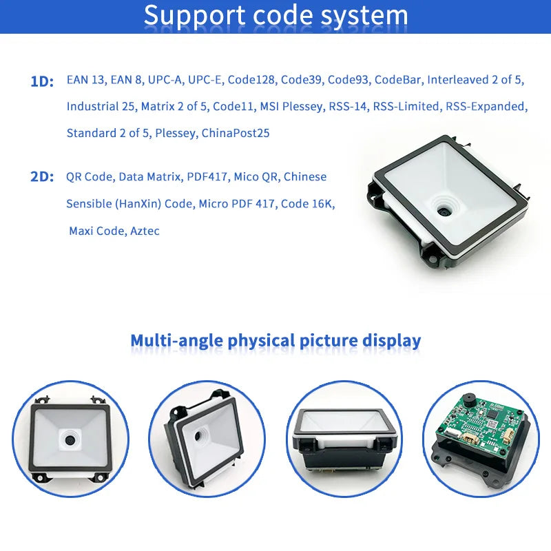 EMT8020A High-Speed Barcode Module 1D 2D CMOS QR Code Scanner Embedded USB Interface for Bus Validator