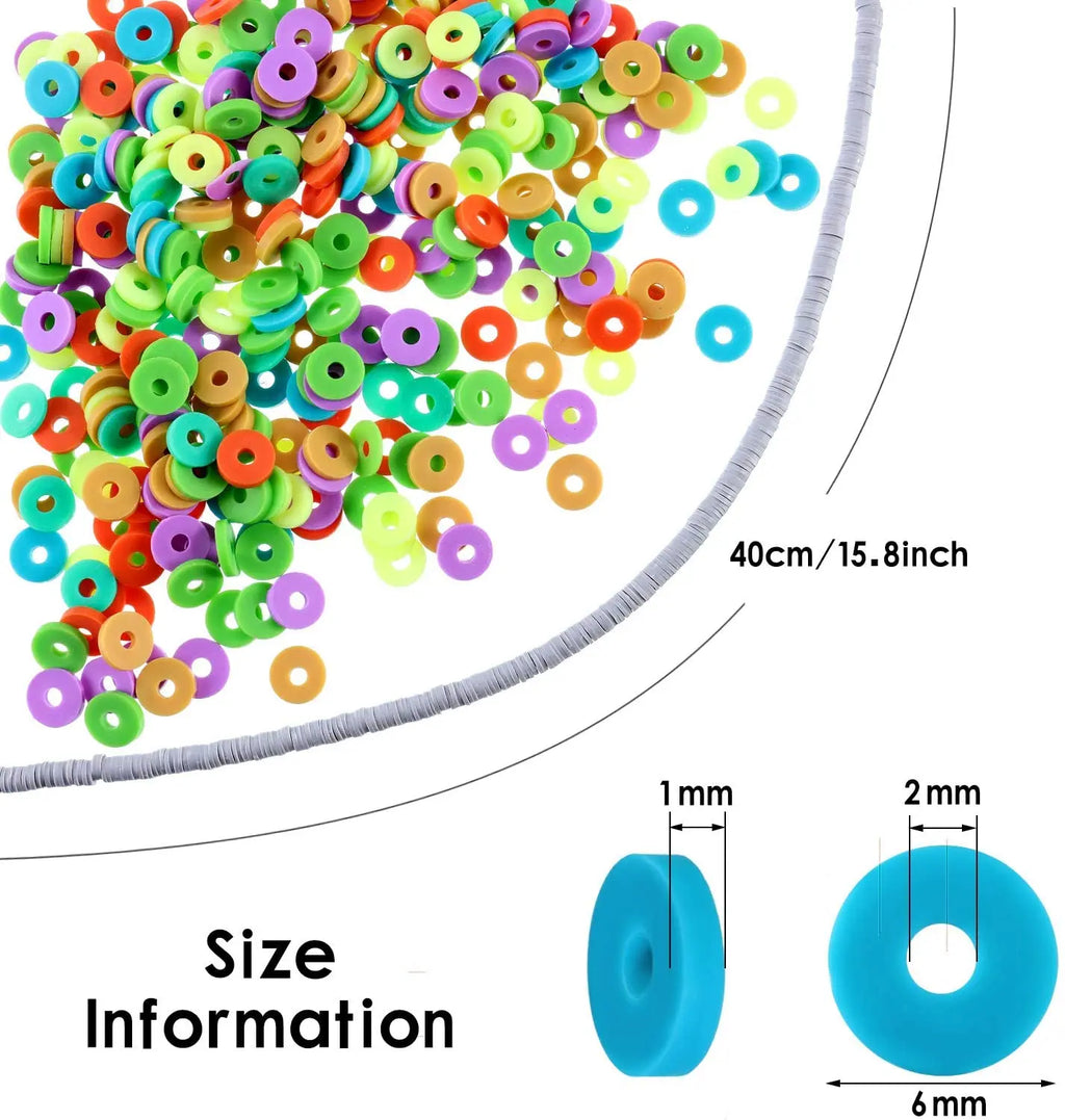 350pcs 6mm Flat Round Polymer Clay Beads Loose Spacer Beads for Jewelry Making DIY Needlework Bracelet Necklace Earrings
