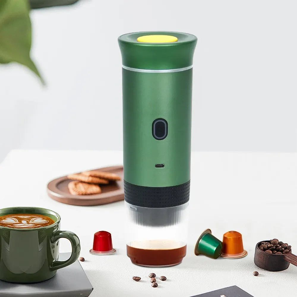Kesiqi KF-JN-02 Espresso Machine Coffee Maker USB & Battery Powered 7500mAh Compatible with Coffee Grounds Capsules Heats Water
