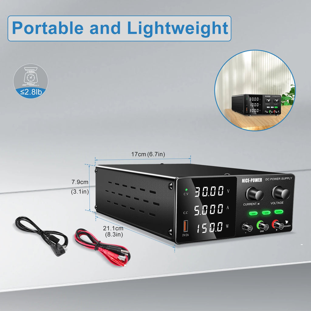 NICE-POWER Factory New 30V 5A Battery Charger Repair Encoder DC Lab Variable Power Supply USB for Moto Lead Acid Lithium Lifepo