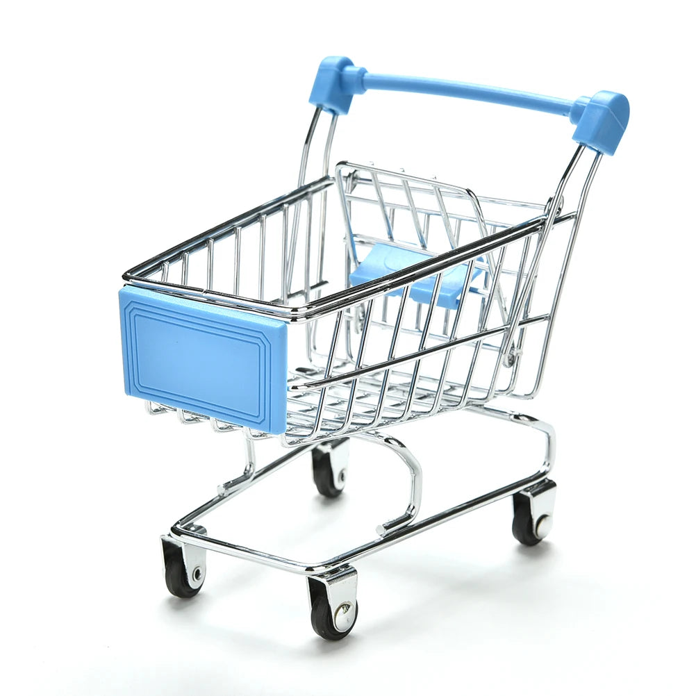 Mini Supermarket Handcart Shopping Utility Cart Mode Storage Toy Child Shopping Cart Toy Organizer Craft Storage Baskets